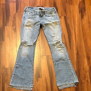 Abercrombie & Fitch Light Blue Distressed Flare Jeans